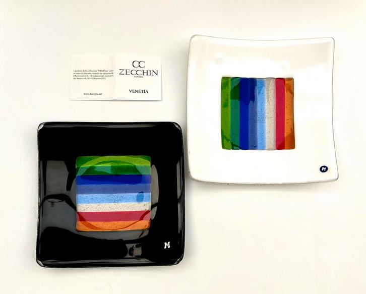 CC Zecchin: 2 tafelstukken in Murano glas getekend + certifi, Antiek en Kunst, Kunst | Designobjecten, Ophalen of Verzenden