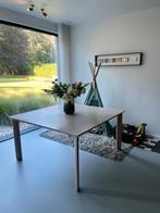 Vierkante houten eettafel te koop, Ophalen, Gebruikt, Vijf personen of meer, Modern