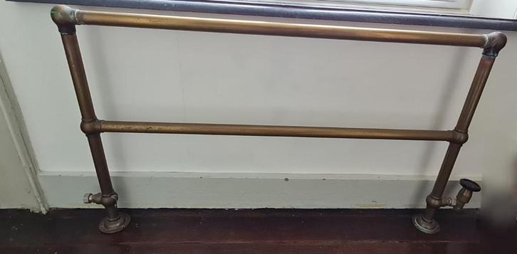 Antiek koperen handdoek radiator, Doe-het-zelf en Bouw, Verwarming en Radiatoren, Gebruikt, Radiator, 30 tot 80 cm, 60 tot 150 cm