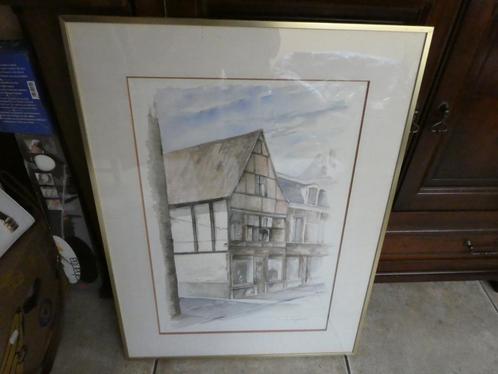 aquarel schilderij huisje in oudenaarde.prijsdaling., Antiek en Kunst, Kunst | Schilderijen | Klassiek, Ophalen