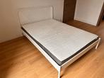 Volledig Ikea NESTTUN bed (140x200) + Lattenbodem + Matras, Ophalen, Wit, Tweepersoons, 140 cm