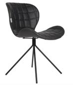 4 stoelen Zuiver - vintage PU leder met metalen onderstel, Huis en Inrichting, Ophalen, Gebruikt, Zwart, Scandinavisch