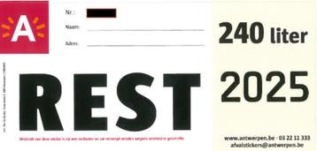 Originele afvalsticker 240L Stad Antwerpen – met factuur, Enlèvement ou Envoi, Neuf