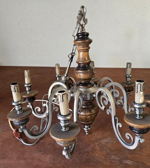 Hanglamp Old Style, Huis en Inrichting, Lampen | Kroonluchters, Gebruikt, Hout, Metaal, Ophalen