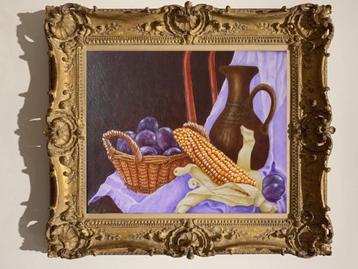 "Maïs en pruimen" Schilderij