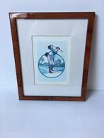 Bruine kader met vintage golfspeler, Huis en Inrichting, Ophalen, Minder dan 50 cm, Gebruikt, Minder dan 50 cm