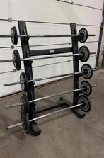 Technogym Vaste Halterstangen 15kg t/m 30kg + Opbergrek, Sport en Fitness, Ophalen, Gebruikt, Halterstangen