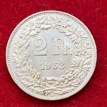 Ancienne Pièce de 2 Francs Suisse de 1953 en Argent disponible aux enchères