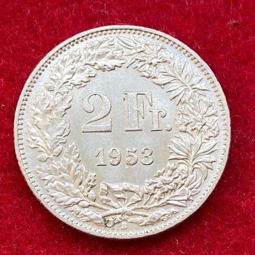 Ancienne Pièce de 2 Francs Suisse de 1953 en Argent, Antiquités & Art, Antiquités | Argent & Or, Argent, Enlèvement ou Envoi