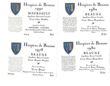 Lot van 4 oude etiketten Hospices de Beaune beschikbaar voor biedingen