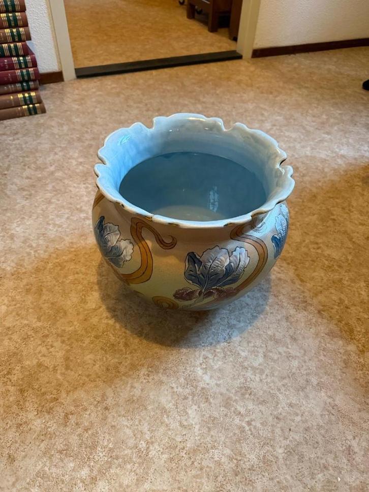 handbeschilderde keramische pot – genummerd (182), Antiek en Kunst, Antiek | Keramiek en Aardewerk, Ophalen