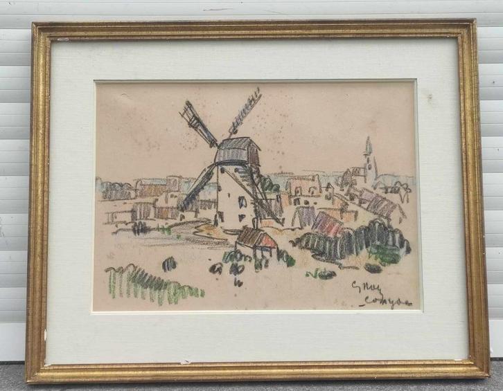 Pastel coxyde signe géo navez, Antiek en Kunst, Kunst | Schilderijen | Klassiek, Ophalen of Verzenden