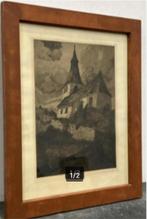Gravure L Eglise d'Attert signe Camille Barthélémy, Antiquités & Art, Enlèvement ou Envoi