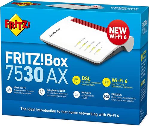 avm fritz box 7530AX - vdsl +dect+gigabit + a/b/g/n/ac/ax gv, Computers en Software, Routers en Modems, Refurbished, Router met modem