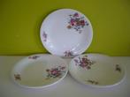 3 vintage boch dessert bordjes met bloemen, Ophalen of Verzenden