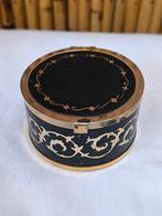 Ronde juwelendoos met deksel, vintage 1960 verguld metaal, Verzamelen, Ophalen of Verzenden