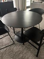 Ronde eettafel en 4 zeer kwalitatieve stoelen, Huis en Inrichting, Ophalen, 100 tot 150 cm, Rond, Zo goed als nieuw