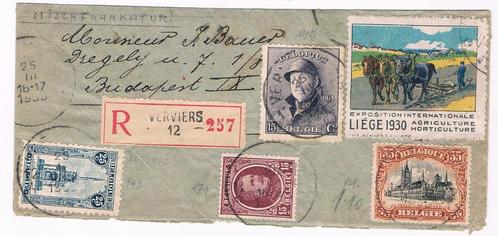 Fragment met oa Vignet Expo Liege 1930, Postzegels en Munten, Postzegels | Europa | België, Gestempeld, Overig, Overig, Met stempel