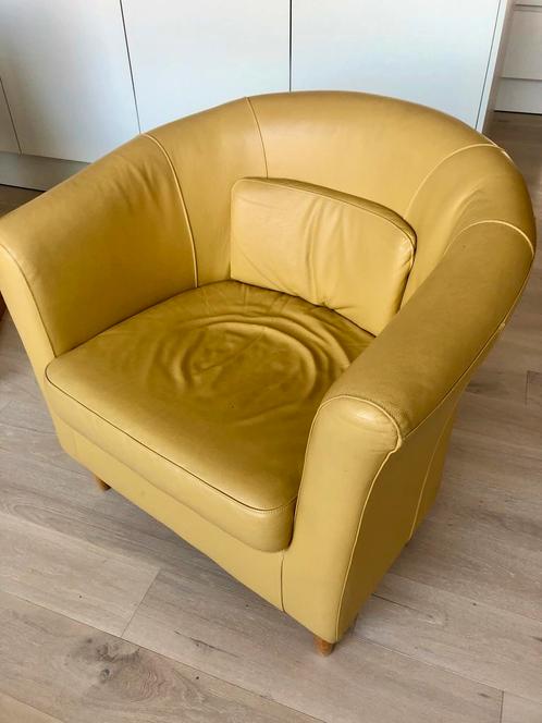 Comfortabele Lederen Fauteuil, Huis en Inrichting, Fauteuils, Gebruikt, Leer, 50 tot 75 cm, 75 tot 100 cm, Ophalen