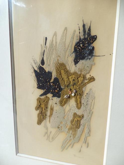1974 Suzanne THIENPONT ensablement technique mixte abstraite, Antiquités & Art, Art | Peinture | Abstraite, Enlèvement