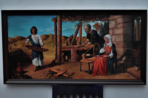 Schilderij van Jezus timmerman werk, door aap Joky Kamo, Antiek en Kunst, Kunst | Schilderijen | Modern, Ophalen