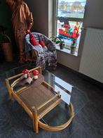 4 rieten stoelen+rieten salontafel met glazen blad, Huis en Inrichting, Ophalen