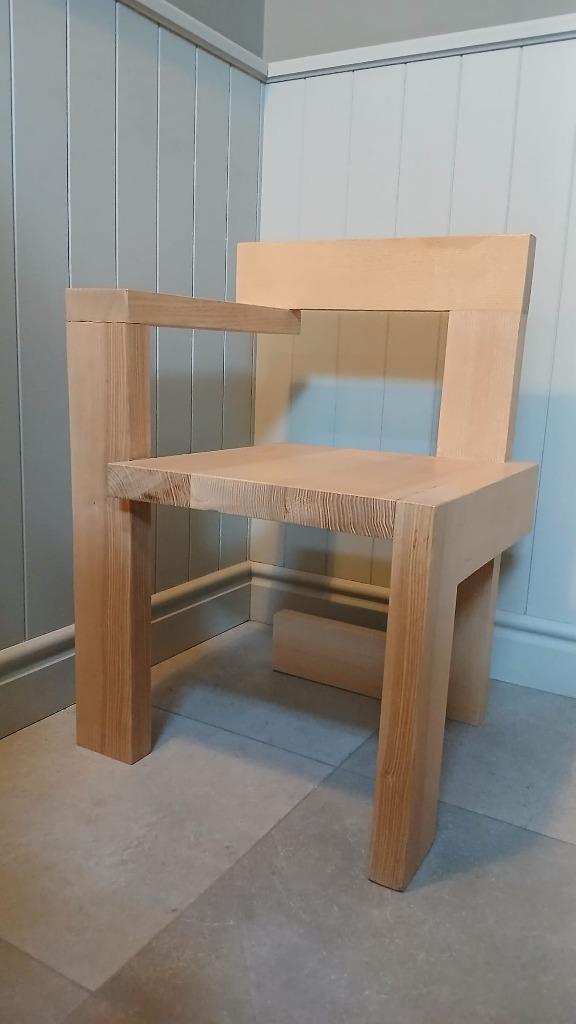 Steltman stoel in massief hout, Huis en Inrichting, Stoelen, Zo goed als nieuw, Eén, Hout, Bruin, Ophalen