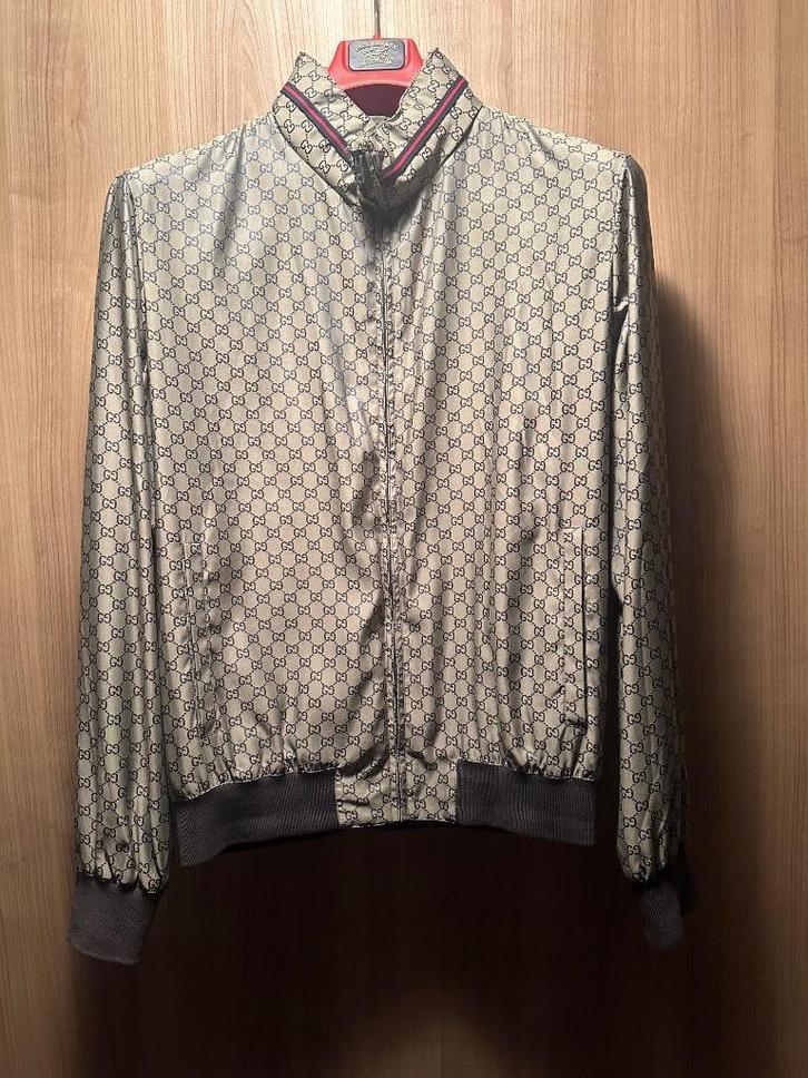 Gucci bomber jacket maat 52 ( large), Kleding | Heren, Jassen | Winter, Zo goed als nieuw, Maat 52/54 (L), Beige, Ophalen