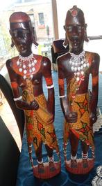 Koppel grote houten Masai beelden, Ophalen of Verzenden