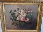 Antiek schilderij stilleven bloemen 1874 Leroy Spa, Ophalen of Verzenden