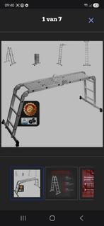 Ladder verstelbaar met steigerplanken, Doe-het-zelf en Bouw, Ladders en Trappen, Ophalen, Zo goed als nieuw, Ladder