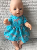 114. Babyborn: Nieuw blauw jurkje met zebra’s, Ophalen of Verzenden, Nieuw, Babypop