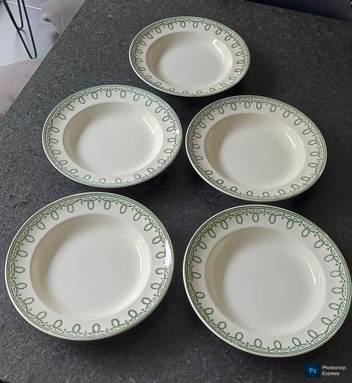 5 diepe borden Boch Frères "Bonaparte", Antiek en Kunst, Antiek | Servies los, Ophalen of Verzenden