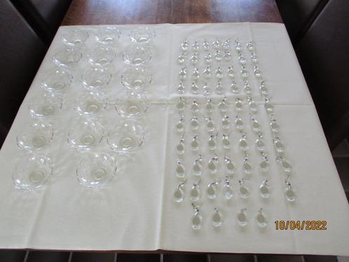 Kroonluchter schaaltjes en druppels Kristal/Glas, Huis en Inrichting, Lampen | Kroonluchters, Zo goed als nieuw, Glas, Ophalen