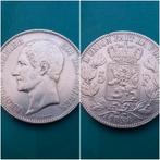 België 5 frank zilver Leopold I blootshoofds 1858 - zeldzaam, Enlèvement ou Envoi, Monnaie en vrac, Argent, Argent