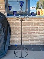 Vol metalen staander voor kaarsen met stolpjes., Huis en Inrichting, Ophalen, Gebruikt