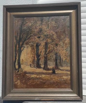 huile sur panneau chemin signe gustave helinck beschikbaar voor biedingen