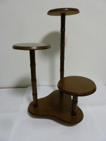 Houten plantenstaander (fake bamboe) 55cm diam 17cm 3delig, Ophalen