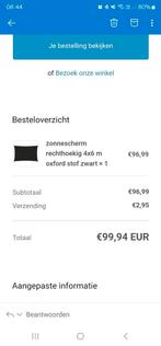 Zonnescherm rechthoekig 4mx6m oxford stof zwart