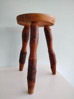 60s vintage Brutalist houten kruk stool tabouret, Bois, Utilisé, Enlèvement ou Envoi