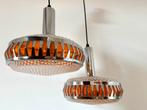 Vintage Massive hanglampen – chroom & amber(jaren 70), Space age retro, Ophalen of Verzenden, Zo goed als nieuw, Minder dan 50 cm