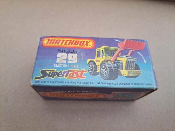 Matchbox n29 Tractor shovel superfast 1976, Hobby & Loisirs créatifs, Voitures miniatures | 1:87, Utilisé, Grue, Tracteur ou Agricole