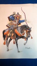 Peinture samouraï P.Courcelle, Antiek en Kunst, Kunst | Tekeningen en Fotografie, Ophalen of Verzenden