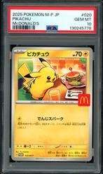 Pikachu [Big Mac McDonalds] PSA 10 - M-P 020 Japanese Promo, Hobby en Vrije tijd, Ophalen of Verzenden, Zo goed als nieuw, Losse kaart