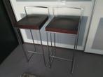 ***Lapalma Cubo design barkrukken (zwart LEDER&Walnut)***, Ophalen, Metaal