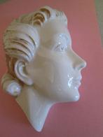 vintage keramiek wand beeldje van vrouwen hoofd  14 cm hoog, Enlèvement