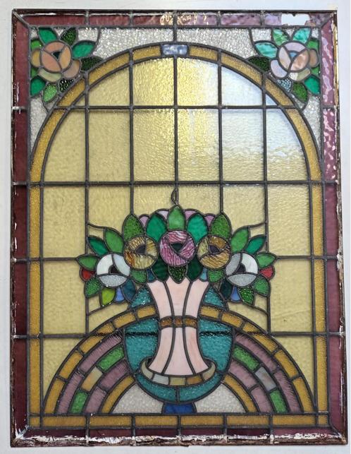 Glas-in-loodraam - ca1900 - Jugendstil - Art nouveau 92x70cm, Antiek en Kunst, Kunst | Overige Kunst, Ophalen
