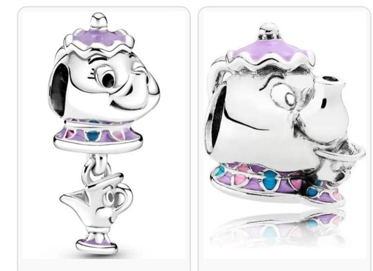 " Tea pots " , 2  Pandora Disney, Handtassen en Accessoires, Bedels, Nieuw, Pandora, Zilver, Verzenden