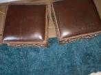 Poefs: hout + leder + metaal - authentiek Marokko, Huis en Inrichting, Stoelen, Ophalen, Bruin, Metaal