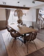 Table de salle à manger en bois & métal, Maison & Meubles, Comme neuf, Métal, Rectangulaire, 50 à 100 cm